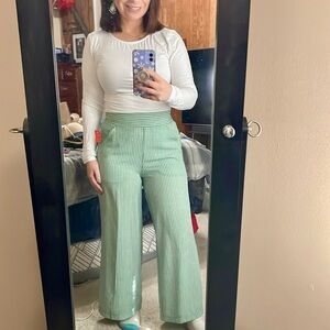 Max Studio green and white dotted pants